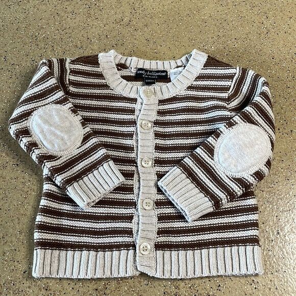 Wendy Bellissimo Baby Cotton Striped Cardigan Elbow Patches sz 6Mos - Picture 2 of 10